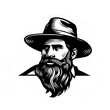 illustration design logo a man and cowboy hat on white background