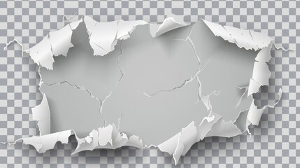 Poster - Modern realistic illustration of ripped paper and rip holes on a transparent background. Blank paper with ragged breaks, cuts and curl edges, isolated on a white background.