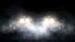 3D spooky dark headlamp lense flare spotlight, sport race auto, realistic car light flare in smoke fog modern effect. Back view of vehicle headlight lamp beam glow.