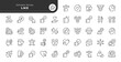 Set of line icons in linear style. Series - Like.Hand gesture thumbs up, favorite, positive, best, confirmation, approval and agreement.Outline icon collection.Conceptual pictogram and infographic.	