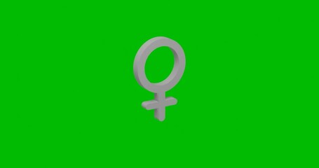 Poster - Animation of rotation of a white venus symbol with shadow. Simple and complex rotation. Seamless looped 4k animation on green chroma key background