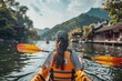 Whitewater Kayaking Action. Beautiful simple AI generated image in 4K, unique.