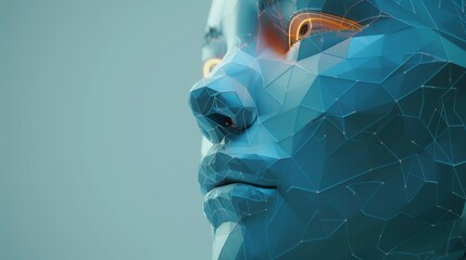 Canvas Print - Three-dimensional illustration of cyborg head. Concept for artificial intelligence.