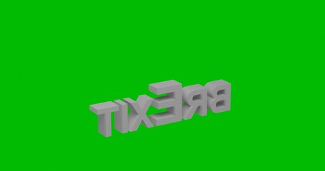 Poster - Animation of rotation of a white brexit symbol with shadow. Simple and complex rotation. Seamless looped 4k animation on green chroma key background