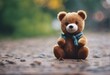 AI generated illustration of a teddy bear sits in the center of a street