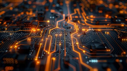 Aufkleber - 3D rendering and concept image of a circuit board, abstract network technology background, abstract image of 3D rendering.