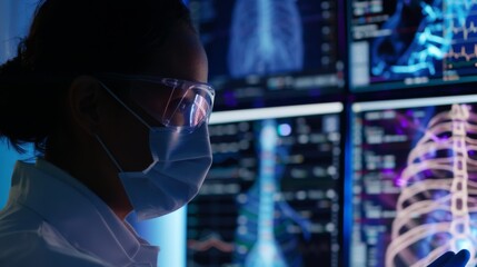 Poster - Woman in White Lab Coat Using Computer