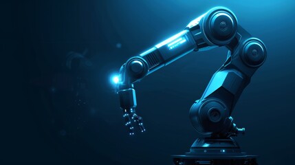 Poster - Realistic robotic arm with futuristic elements inspired by industry 4.0 technology