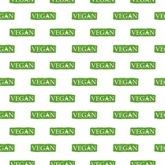 Sticker - Vegan lettering seamless pattern isolated on white  background