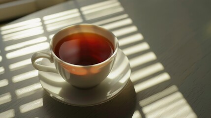 Poster - A cup of tea on a saucer, perfect for cozy atmosphere