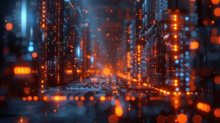 Aufkleber - An abstract high-tech computer background. A 3D rendering of the HUB.