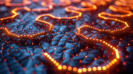 Poster - Data Network Technology Concept. Digital Data Network and Cyber Security Concept. Abstract Background of Social Networks. 3d rendering of a future social network network.