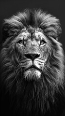 Sticker - AI generated illustration of a monochrome drawing of a lion