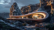 AI Generated Illustration Of A Futuristic Home Constructed Around An Undeveloped Valley