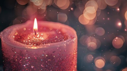 Aufkleber - A glowing candle with a blurred background, suitable for various projects