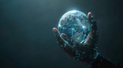 Aufkleber - IOT concept, graphic of artificial intelligence grabbing futuristic globe in hand