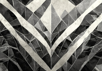 Wall Mural - abstract black and white geometric pattern with old vintage texture