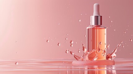 Poster - Graphite 3D illustration of collagen skin serum and vitamin solution. Concept for skin care cosmetics.