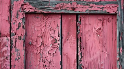 Poster - Close up of a wooden door with peeling paint, suitable for background or texture use