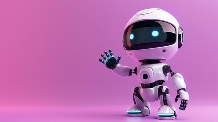 Poster - Robot hand gesture isolated over purple background. Technology concept. 3d rendering.