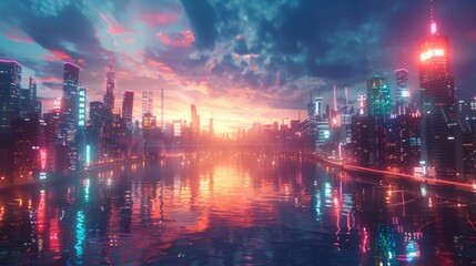 Poster - Conceptual 3D rendering of the Metaverse city