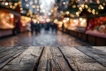Poster - A simple wooden table with a soft, out-of-focus background. Perfect for adding text or graphics