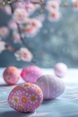 Aufkleber - Colorful Easter eggs displayed on a table, perfect for holiday designs