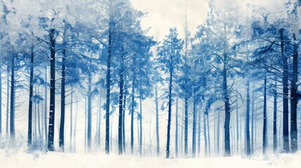 Poster - Snow-covered trees in a winter forest, suitable for nature backgrounds