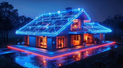 Aufkleber - A smart home concept based on the internet of things. A 3D render shows how the phone controls the domestic devices in the system.