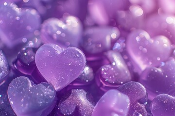 Poster - A stack of purple heart shapes. Great for love and Valentine's Day concepts