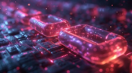 Leinwandbilder - Blockchain technology with digital cubes connected to the network. Data blocks in cyberspace. Conceptual background with isometric computer graphics. Abstract illustration of blockchain network.