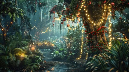 Poster - A serene stream flowing through a vibrant forest. Ideal for nature and environmental concepts