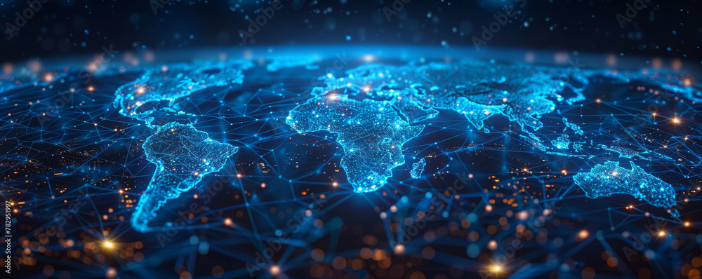 Global Network Connectivity and Digital Technology World Map Stock ...