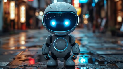 Aufkleber - AI in phones. Mobile online chat bots in smartphones. Cyborg or bot looking out of screen phones. AI chatbots, internet helpers, virtual web service support. Technologies concept.