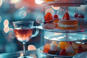 Poster - A glass of wine next to a plate of food, perfect for restaurant or dining concept
