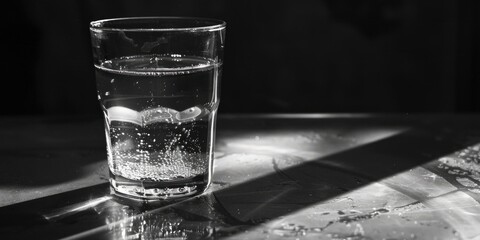 Poster - A glass of water sitting on a table, suitable for various concepts