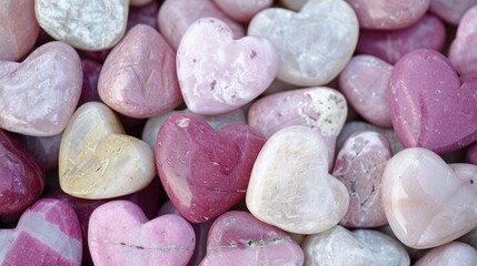 Poster - A close up of a pile of pink and white rocks. Ideal for nature or geology concepts