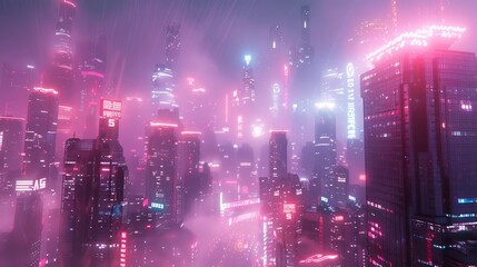 Leinwandbilder - The concept of a cyberpunk city or metaverse, rendered in 3D