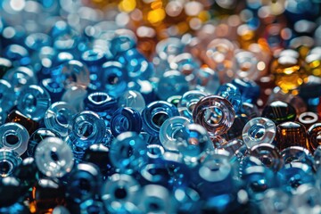 Poster - Detailed close up of colorful glass beads, ideal for jewelry design projects