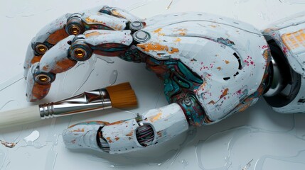 Poster - AI Robot Hand Isolated Over White Background, 3D Rendering
