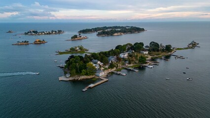 Wall Mural - Aerial shot of the Thimble Islands in Branford, CT, USA