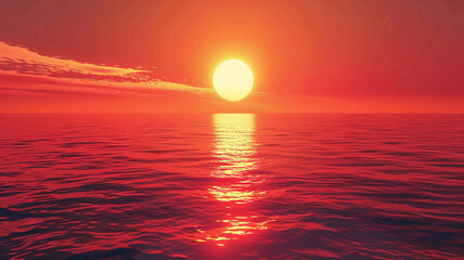 Wall Mural - red sunset over the sea