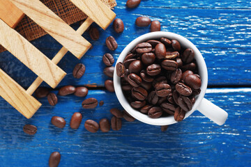 Wall Mural - Cup with coffee beans