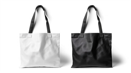 Poster - Set of tote bags mockup black and white isolated on white background