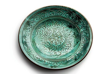Poster - Close up of a plate on a white surface, suitable for food and kitchen concepts