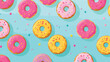 Doughnut seamless pattern background vector 2d flat