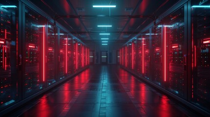 Leinwandbilder - Data center 3d render illustration...
