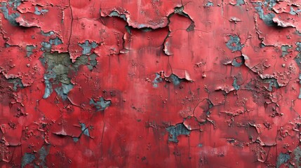 Poster - A dilapidated red wall with a grungy texture