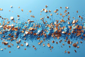 Poster - An eye-catching image displaying a mix of gold and turquoise blue glitter spread across a light-blue surface