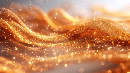 Poster - Background template with gold glitter wave abstract, golden sparkles on white, VIP design template